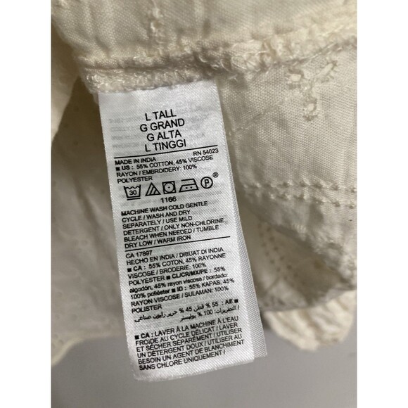 Old Navy Eyelet Peasant Blouse LARGE TALL Cream Ivory Cotton Viscose - Picture 6 of 10